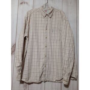 Columbia Shirt Men's 2xl Cream Button Front Long‎ Sleeve 100% Cotton